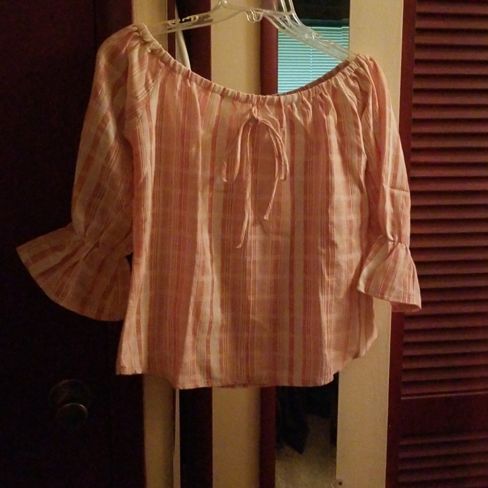 Peach and cream Off the Shoulder Top